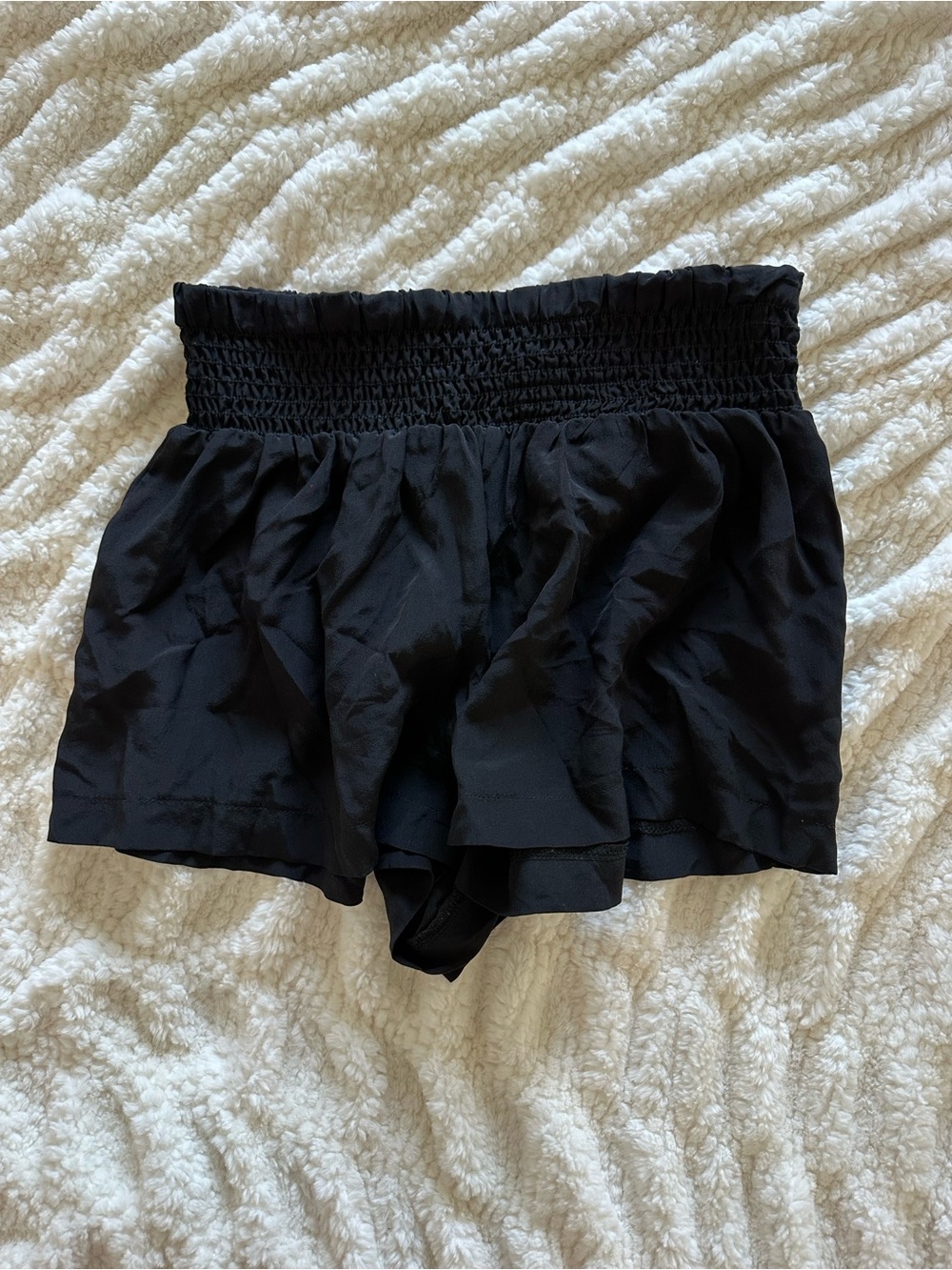 Eight Sixty Black High-Waist Smocked Shorts
